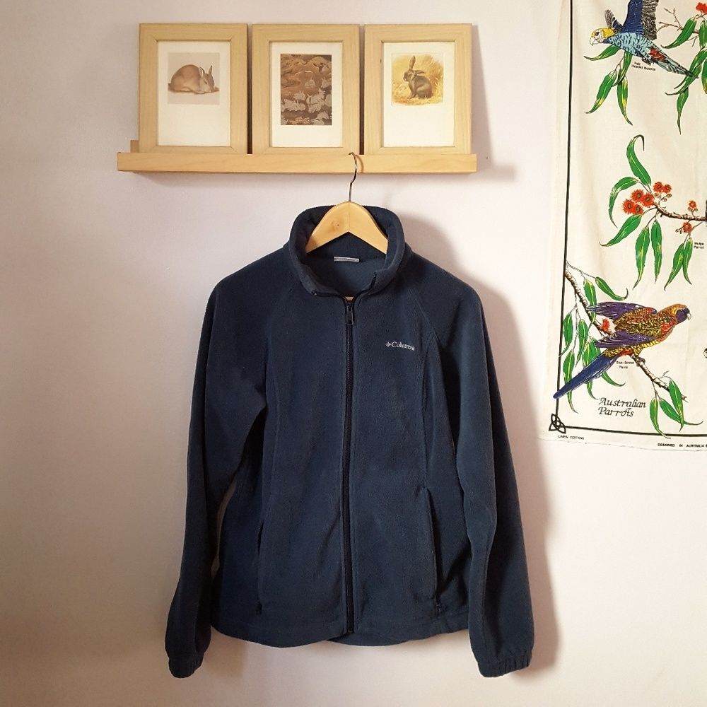 Columbia Dark Blue Zip-Up Fleece Jacket Sweatshirt Size M